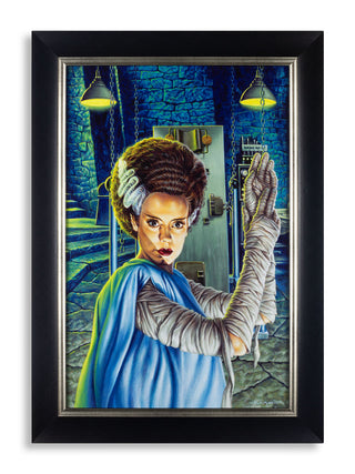Framed View of Jason Edmiston's Bride of Frankenstein painting.