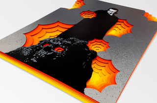 Glowing lava effect on a textured surface with orange and red highlights